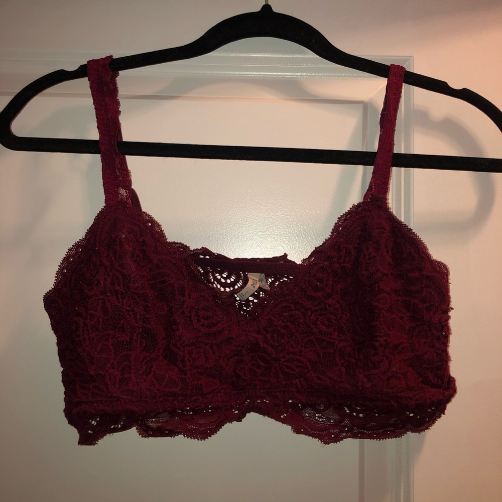 Burgundy Bralette Floral Laced Print by the brand Mudd